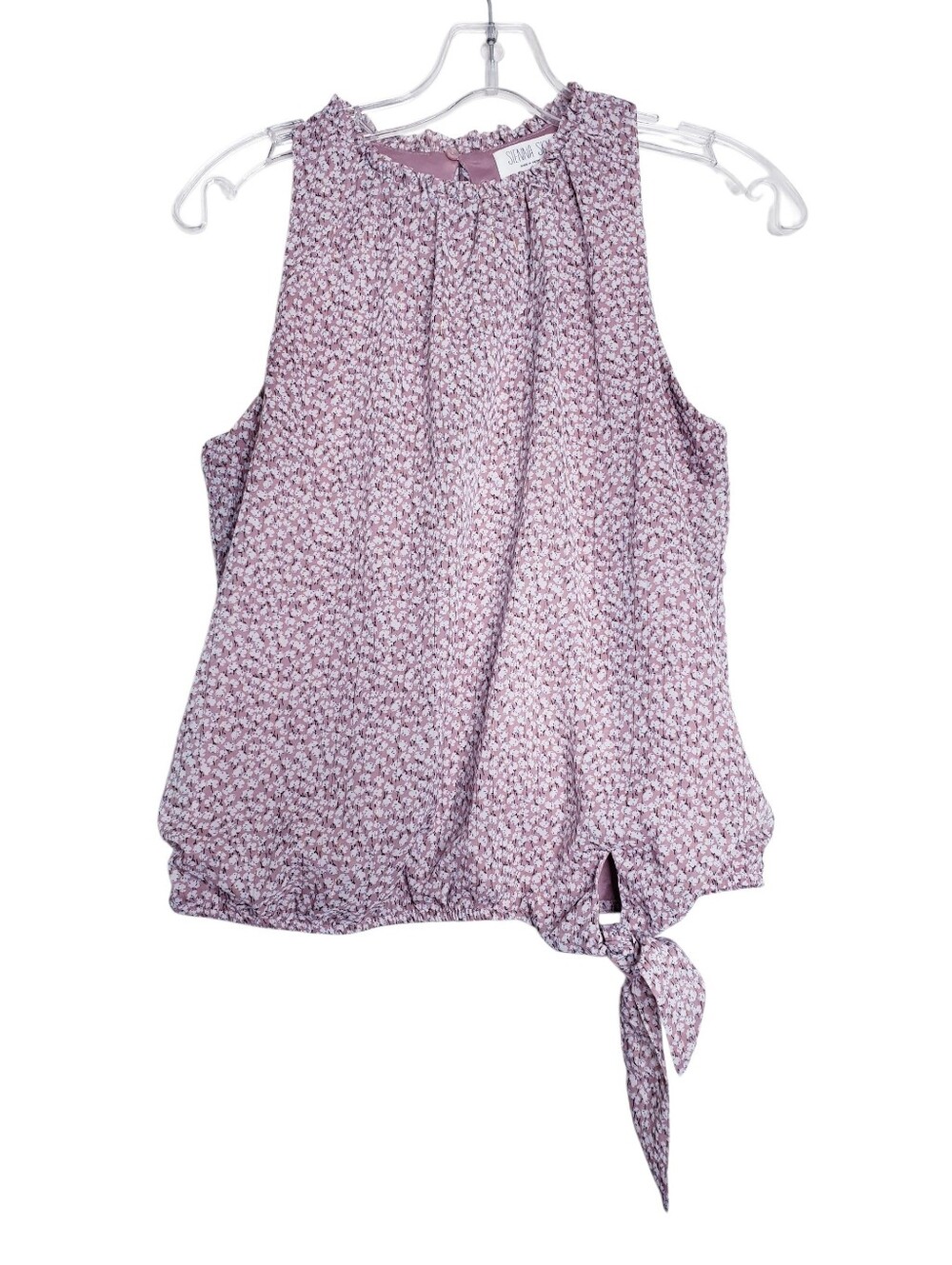 Sienna Sky Dusty Rose Pink Floral Sleeveless Bubble Hem Blouse Women's Size XS